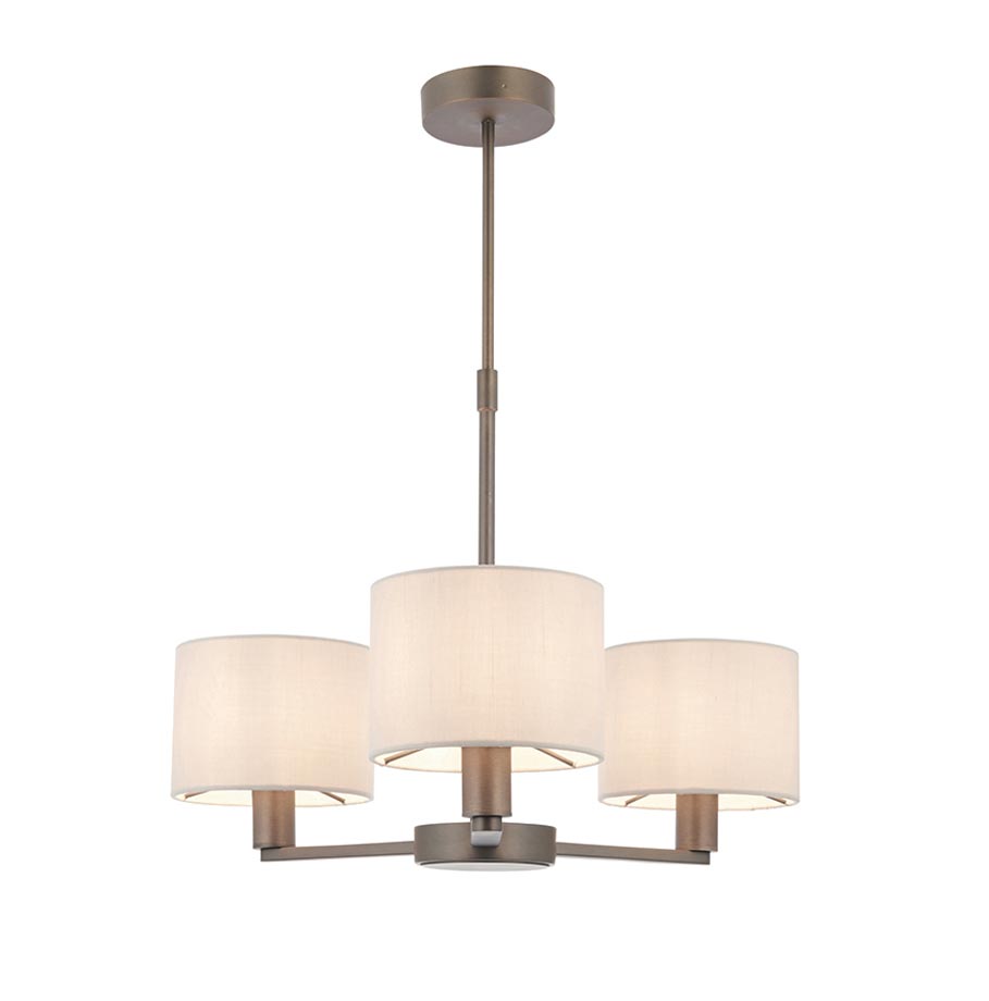 Endon Daley 3 Light Chandelier Antique Bronze Marble Shades