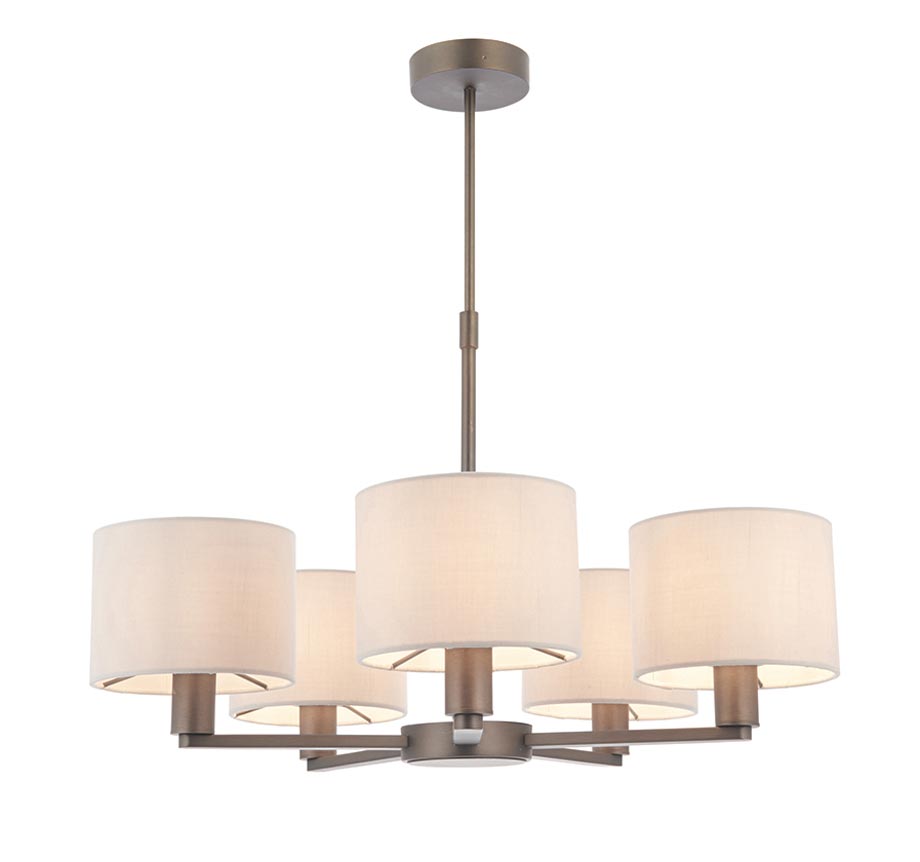 Endon Daley 5 Light Chandelier Antique Bronze Marble Shades