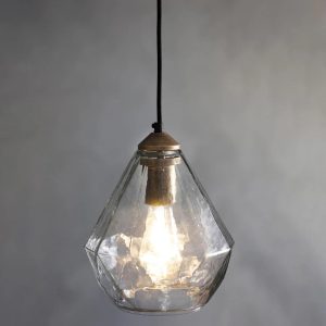 Endon Ebbe classic clear glass ceiling pendant light antique gold main image