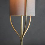 Endon Fraser Stylish Satin Brass 1 Light Floor Lamp Natural Linen Shade