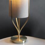 Endon Fraser Stylish Satin Brass 1 Light Table Lamp Natural Linen Shade