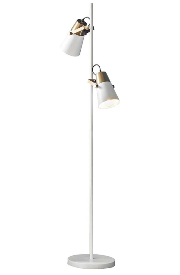 Endon Gerik white 2 light floor lamp aged gold detail main image