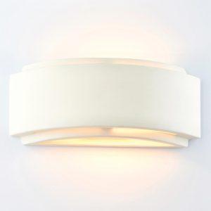 Endon Gianna curved 1 lamp unglazed white ceramic wall washer light main image