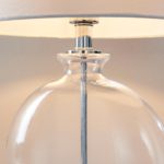 Gideon Clear Glass 1 Light Table Lamp Polished Nickel White Linen Shade