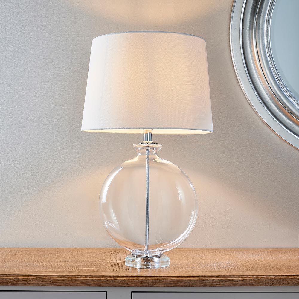 Gideon Clear Glass 1 Light Table Lamp, White Light Table Lamp