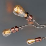 Endon Hal Industrial 8 Light Semi Flush Ceiling Light Pewter / Copper