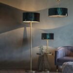 Endon Hayfield 1 Light Table Lamp Green Velvet Shade Antique Brass