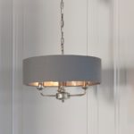 Endon Highclere 3 Light Ceiling Pendant Charcoal Shade Polished Nickel