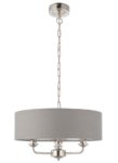 Endon Highclere 3 Light Ceiling Pendant Charcoal Shade Polished Nickel