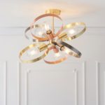 Endon Hoop Semi Flush 6 Lamp Low Ceiling Light Multi Plated Finish