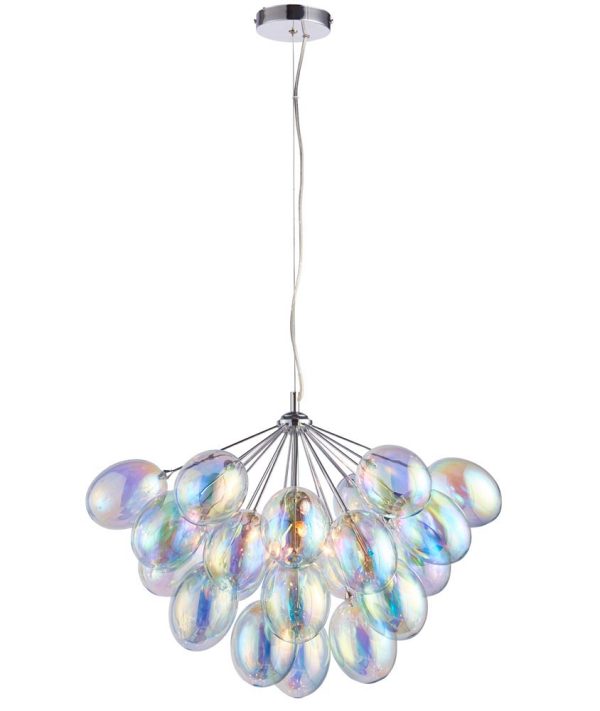 Infinity 6 lamp chrome ceiling pendant iridised glass main image