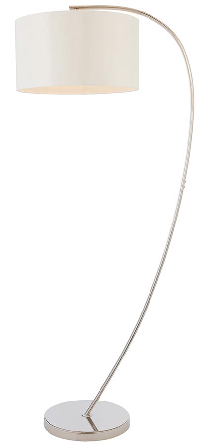 Endon Josephine Arc Floor Lamp White Shade Polished Nickel