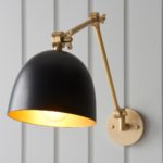 Lehal Classic 1 Lamp Solid Brass Swing Arm Wall Light Matt Black Shade