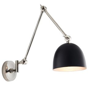 Lehal classic solid brass swing arm wall light polished nickel white background