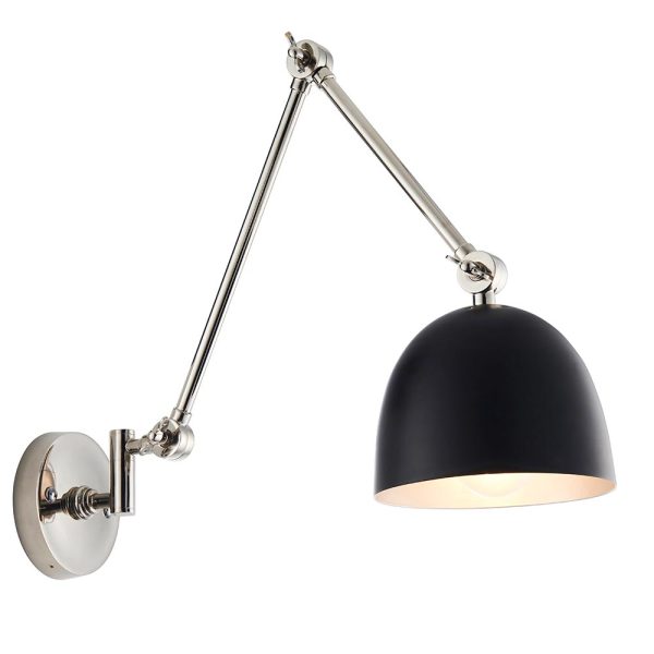 Lehal Classic 1 Lamp Solid Brass Swing Arm Wall Light Polished Nickel