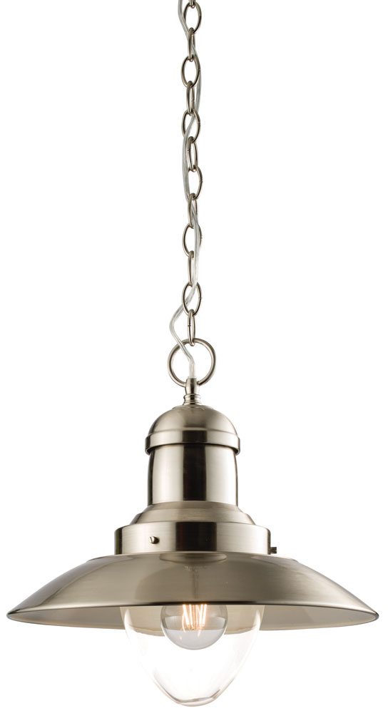 Mendip 1 Light Ceiling Pendant Satin Nickel Clear Glass