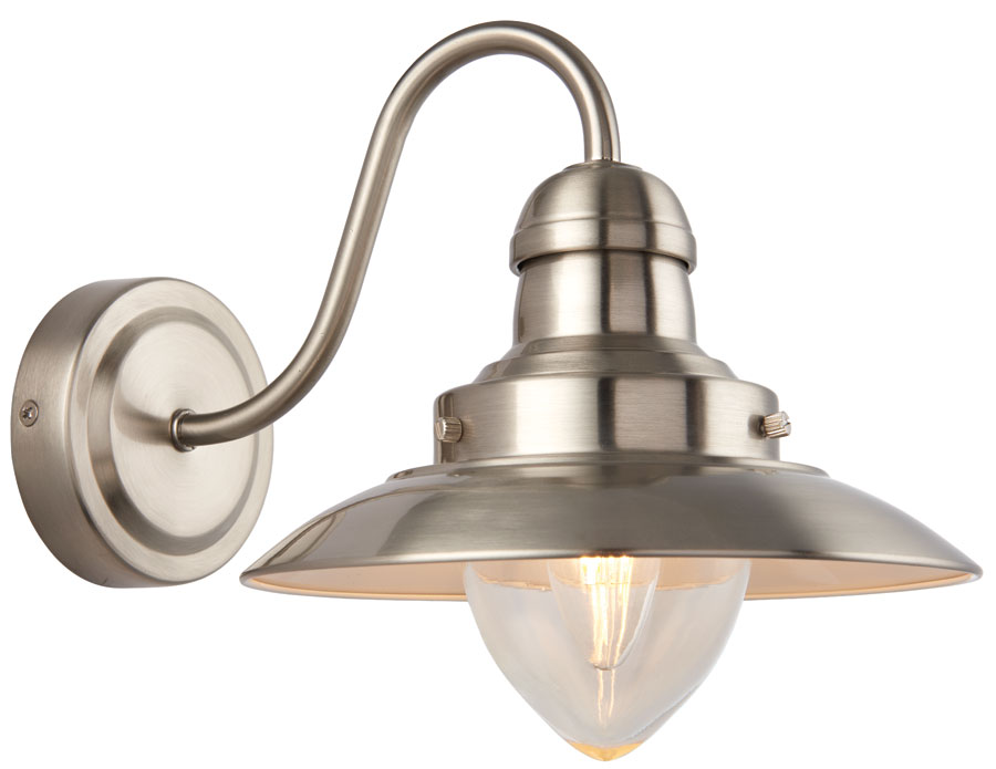 Mendip Single Wall Light Fitting Satin Nickel Clear Glass