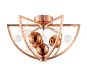 Muni LED modern flush low ceiling light polished copper