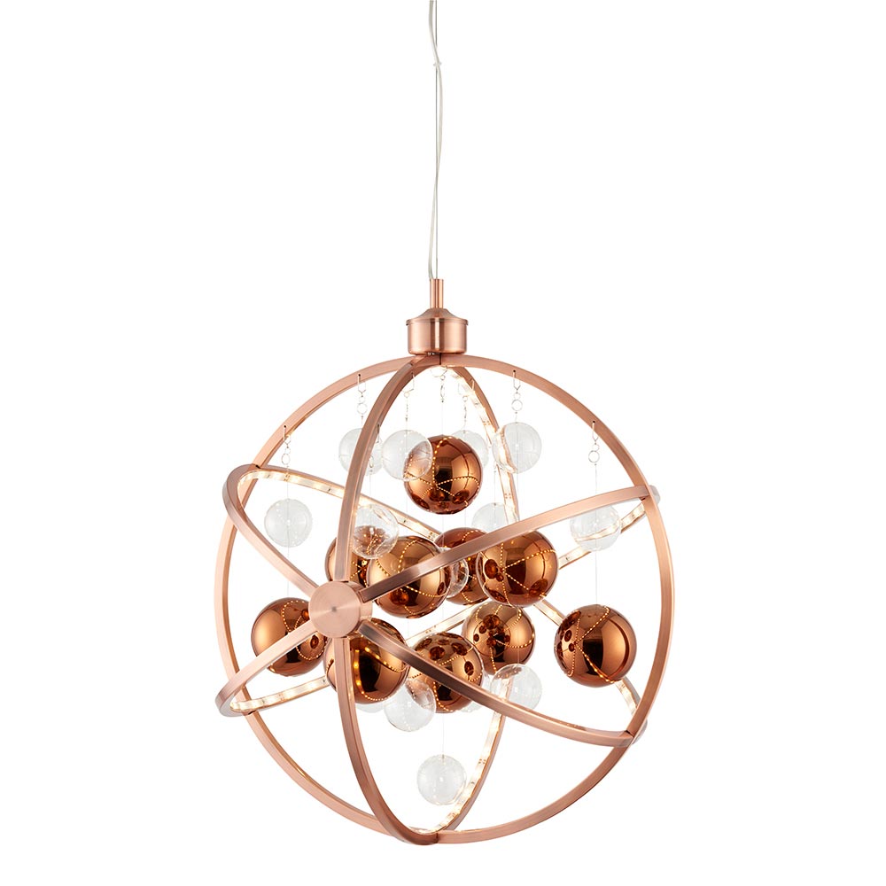 Endon Muni LED Modern 480mm Globe Ceiling Pendant Polished Copper