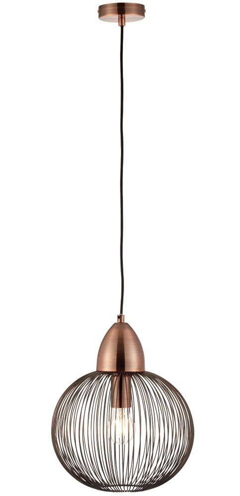 Endon Nicola 1 Light Wire Globe Pendant Ceiling Antique Copper