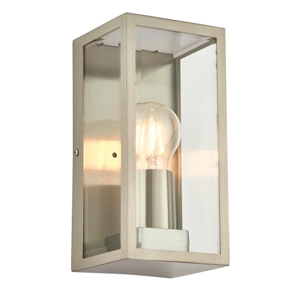 Endon Oxford outdoor wall box lantern in brushed stainless steel main image