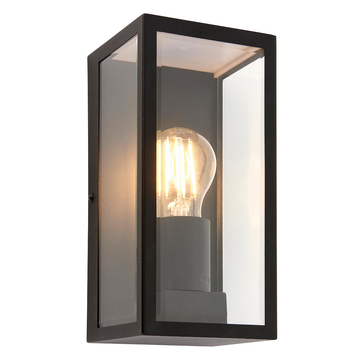 Endon Oxford Outdoor Wall Box Lantern Black Stainless Steel IP44