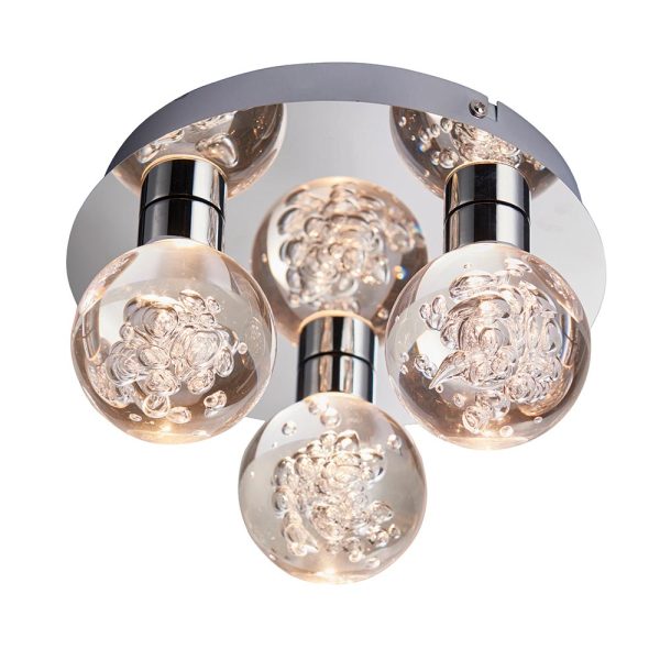 Versa 3 light LED flush bathroom ceiling light chrome IP44 main image