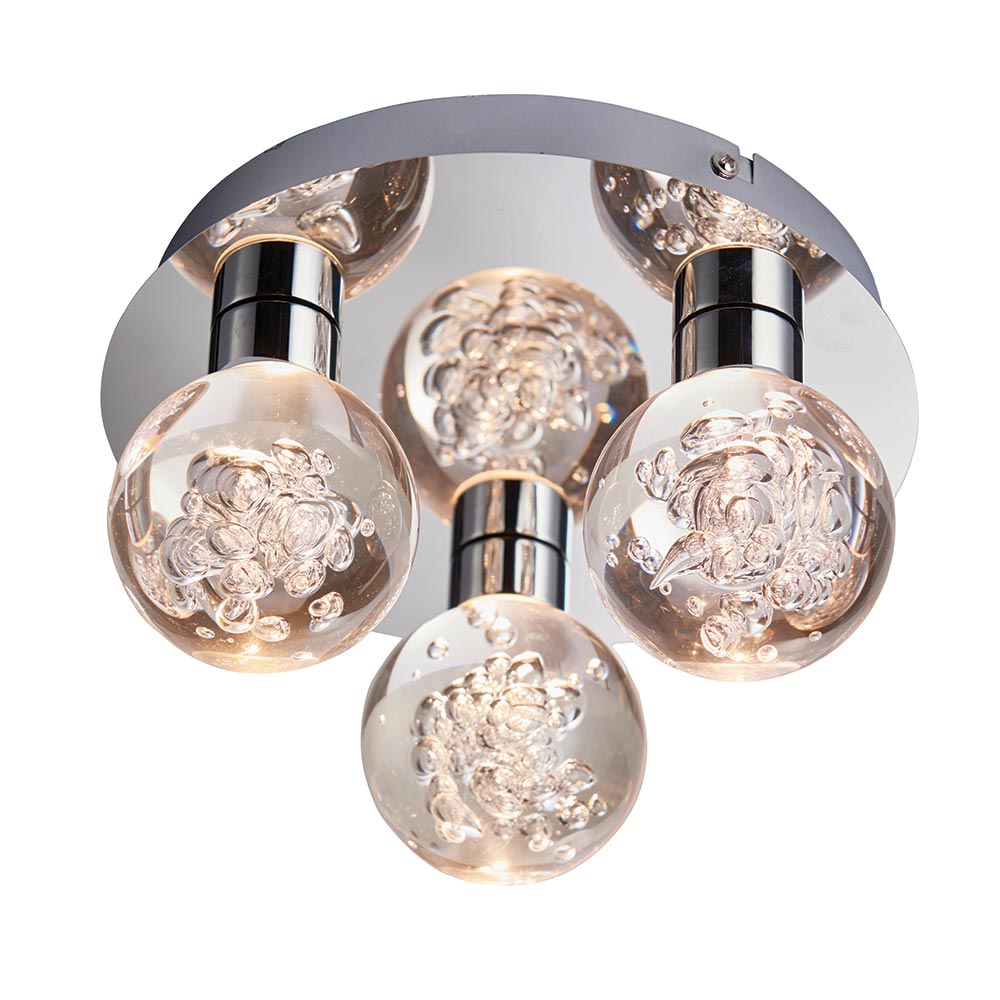 Versa 3 Light LED Flush Bathroom Ceiling Light Chrome IP44