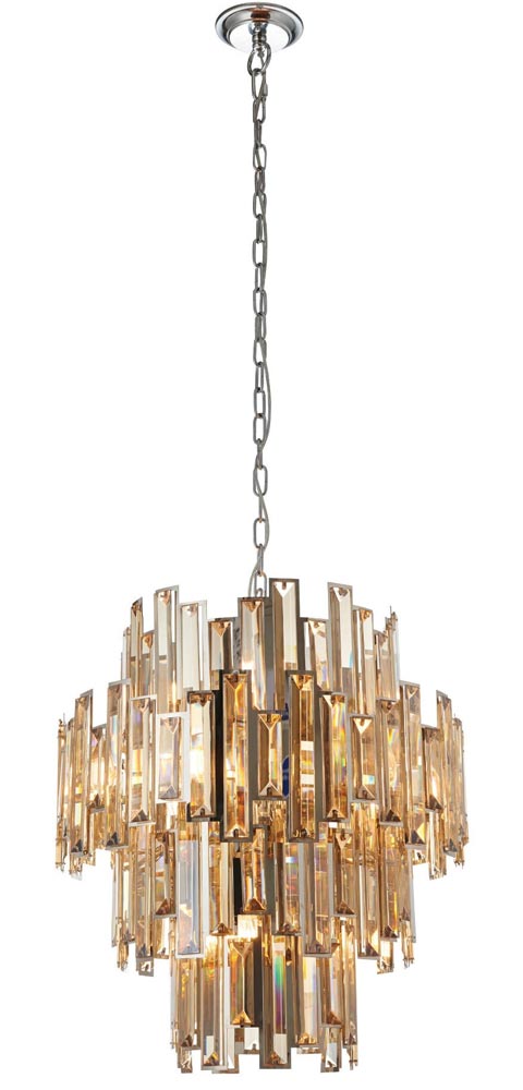 Endon Viviana 12 Light Champagne Crystal Chandelier Polished Chrome