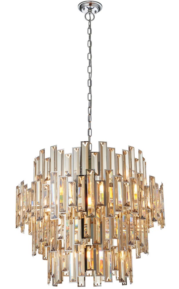 Endon Viviana Large 15 Light Champagne Crystal Chandelier Chrome