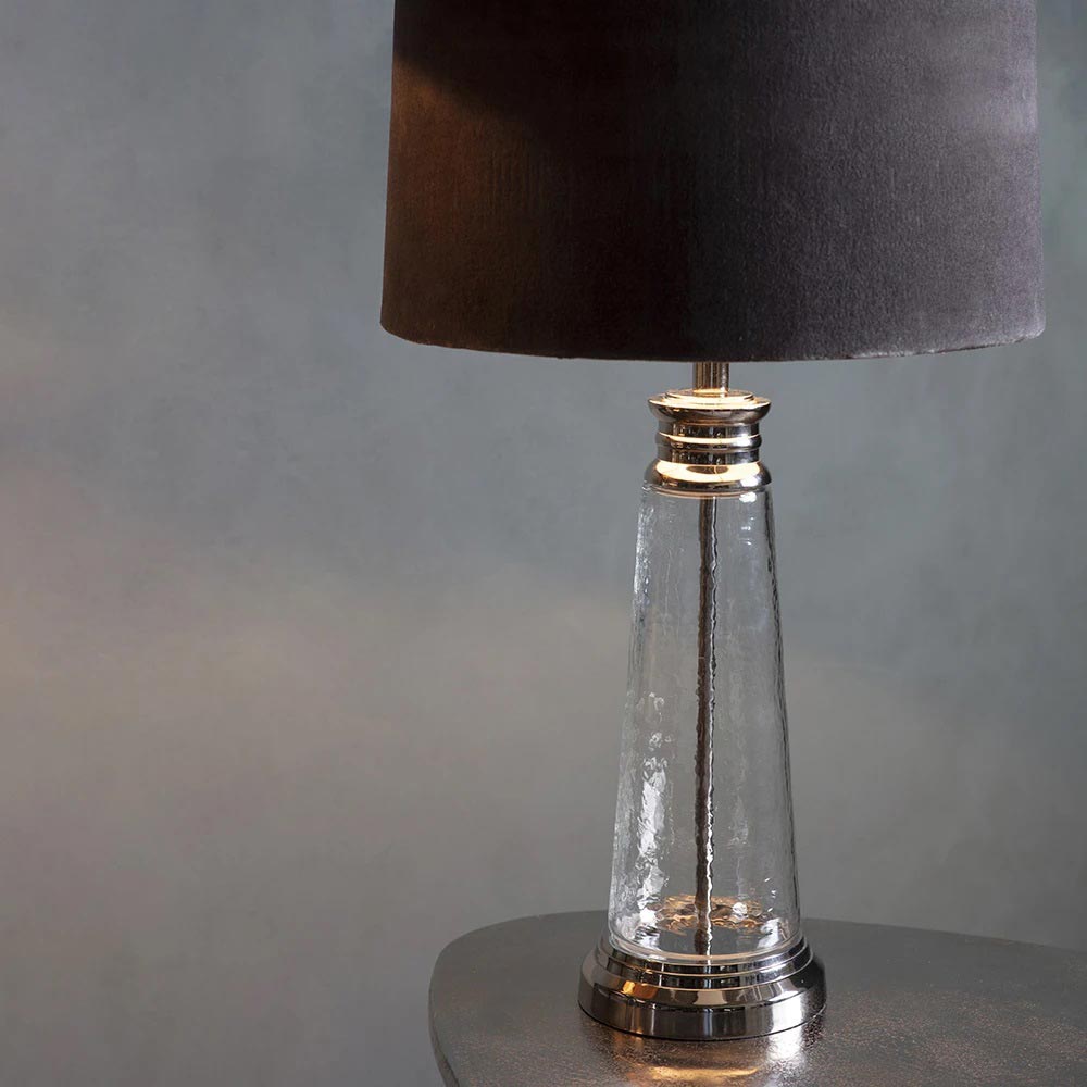 Velvet Shade & Clear Hammered Glass Table Light