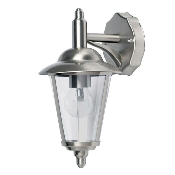Endon Klien traditional polished stainless steel downward outdoor wall lantern main image