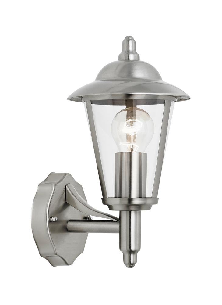 Klien Traditional Polished Stainless Steel Upward Outdoor Wall Lantern