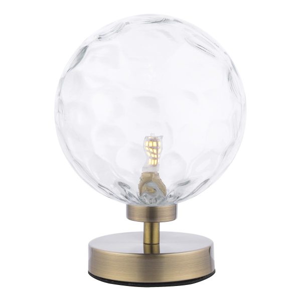 Esben Touch Table Lamp Antique Brass Clear Dimpled Glass
