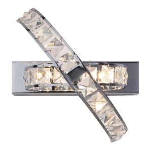 Eternity modern 3 lamp crystal wall light in polished chrome on white background