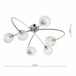 Dar Etta 6 Lamp Low Ceiling Light Polished Chrome Clear Glass