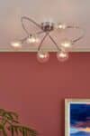 Dar Etta 6 Lamp Low Ceiling Light Polished Chrome Clear Glass