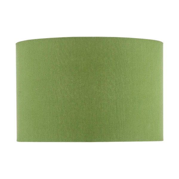 Etzel 30cm diameter table lamp lampshade in green linen on white background