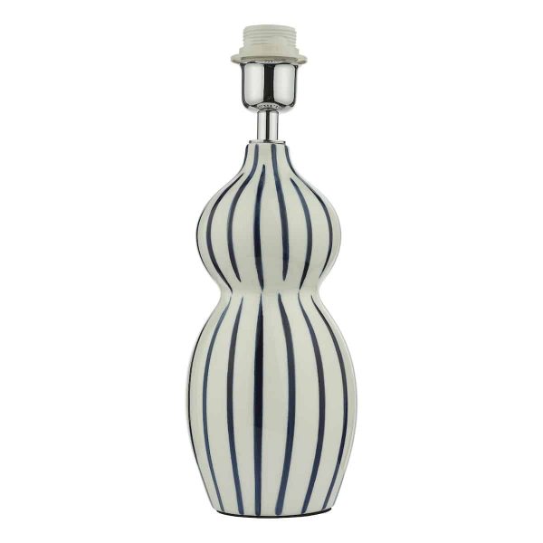 Evie gourd shaped ceramic table lamp in white and blue base only on white background