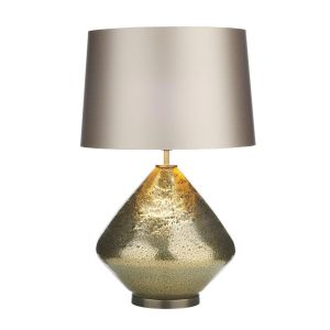 Evora handmade glass table lamp base only in volcanic gold on white background