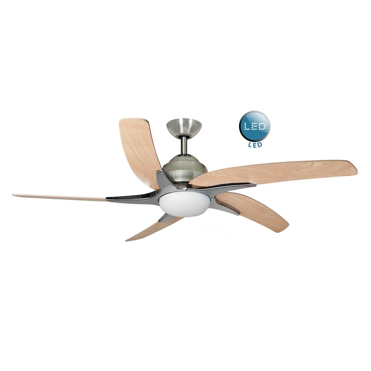 Fantasia Viper Plus Remote 54″ Ceiling Fan LED Stainless Steel / Maple