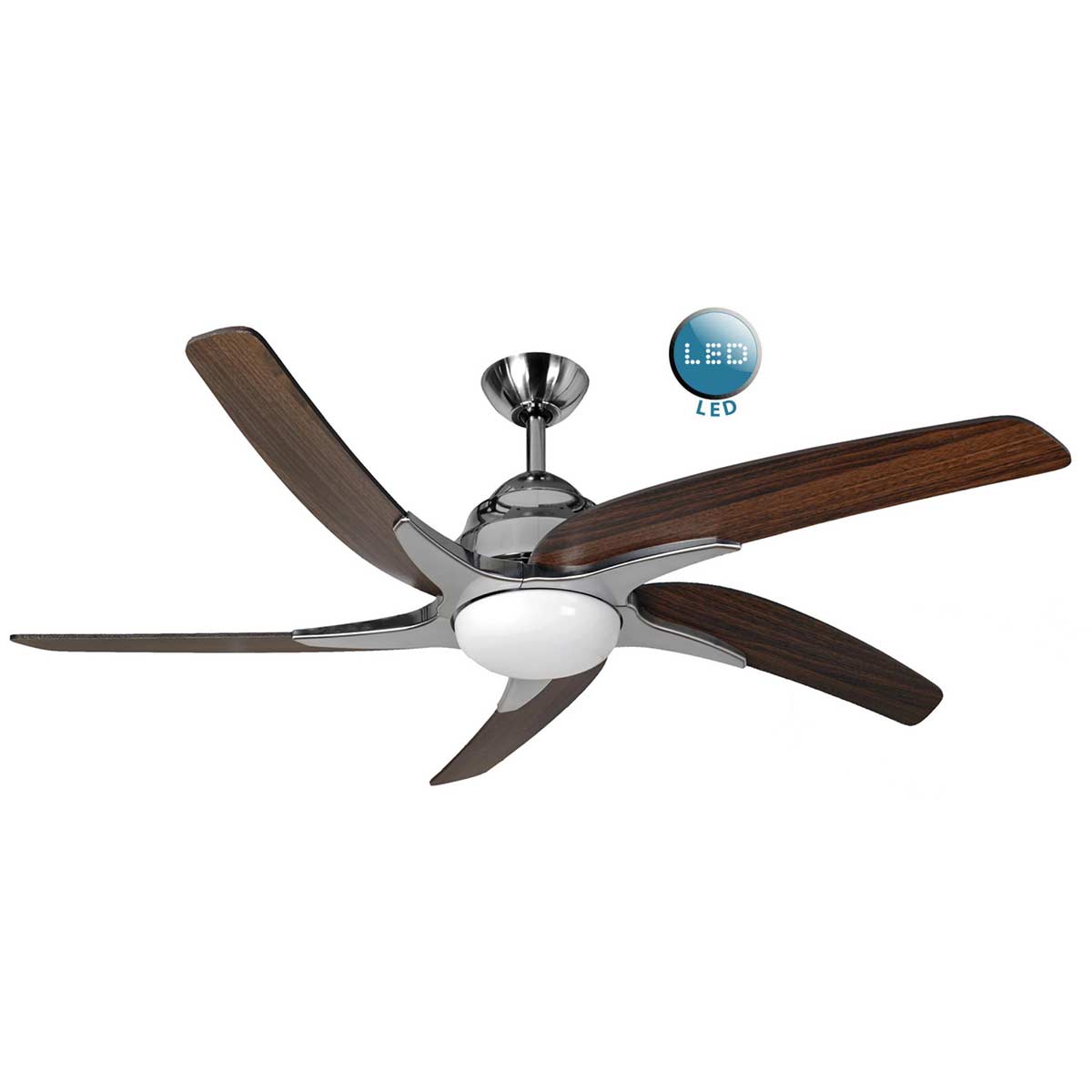 Fantasia Viper Plus Remote 54″ Ceiling Fan LED Stainless Steel / Dark Oak