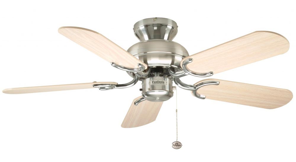 Fantasia Capri 36″ Ceiling Fan No Light Stainless Steel / Maple / Silver