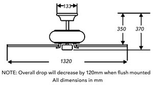 Fantasia Classic 52-inch ceiling fan dimensions