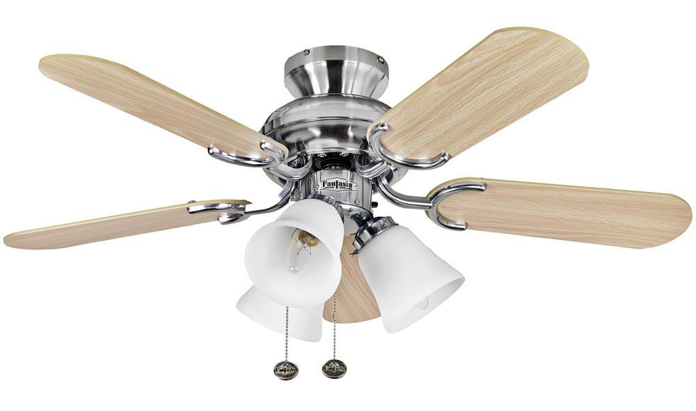 Fantasia Capri Combi 36″ Ceiling Fan Stainless Steel / Maple / Silver