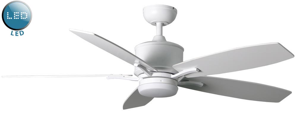 Prima 52″ Remote Control Ceiling Fan LED Light Matt White