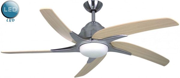 Fantasia Viper Plus Remote 54" Ceiling Fan LED Stainless Steel / Maple