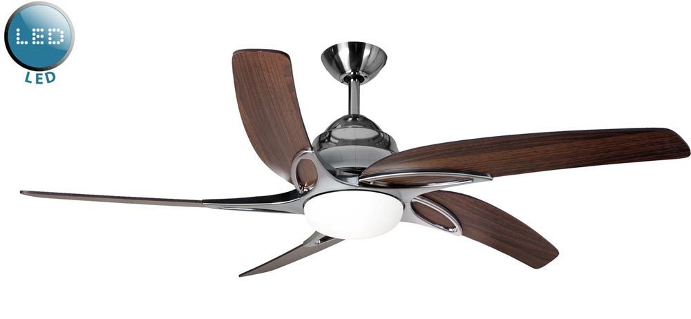 Fantasia Viper 54 Remote Ceiling Fan Led Light Stainless Steel Oak