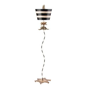 Flambeau South Beach 1 light floor lamp in textured cream, black and gold on white background.