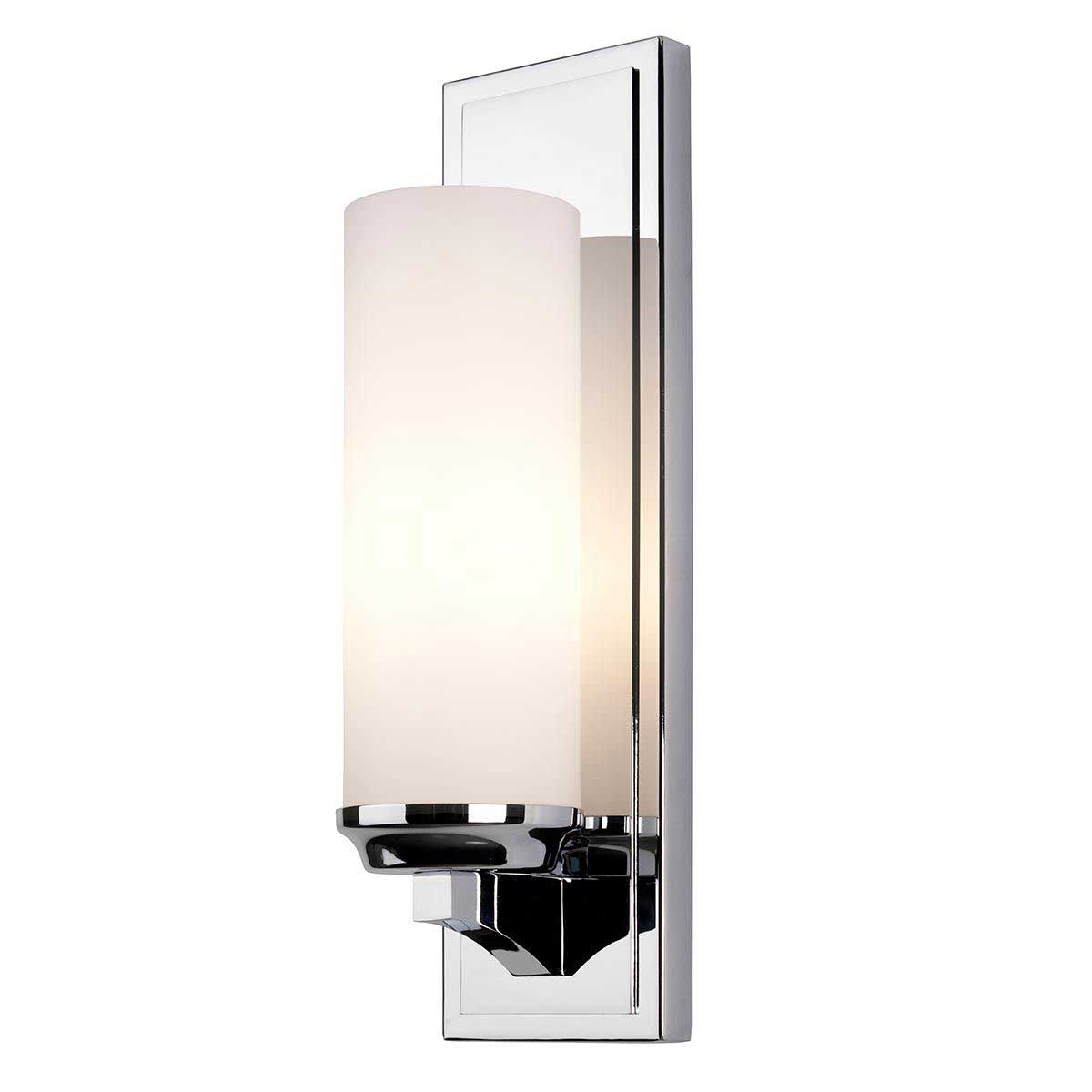 Feiss Amalia Large Bathroom Wall Light Polished Chrome Opal Glass Shade